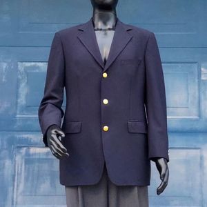 Brooks Stretch Men's Classic Navy Luxury Blazer w/Gold Button Accents